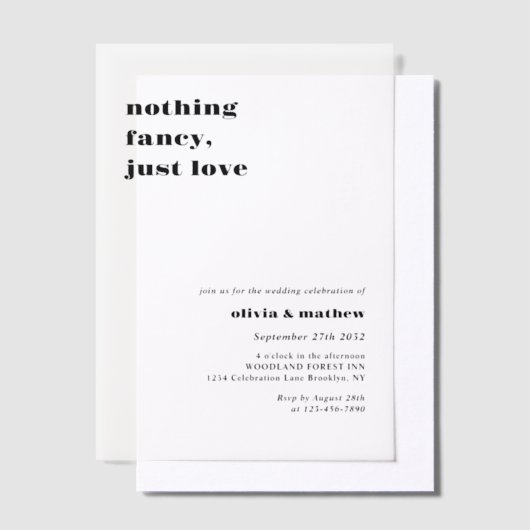 Vetgedrukte typografie Casual foto overlay bruilof Vellum Uitnodigingen (Offset)