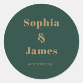 Vetgedrukte typografie Emerald Green Gold Minimali Ronde Sticker (Voorkant)