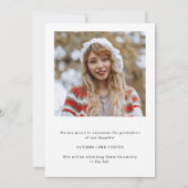 Vetgedrukte typografie Foto Modern Afstuderen Aankondiging (Achterkant)