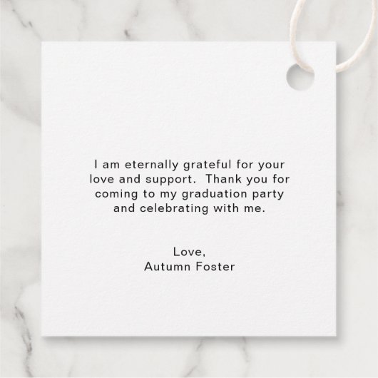 Vetgedrukte typografie Foto Modern Afstuderen Bedankjes Labels (Achterkant)