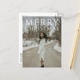 Vetgedrukte typografie Foto Moderne Kerstmis Feestdagenkaart