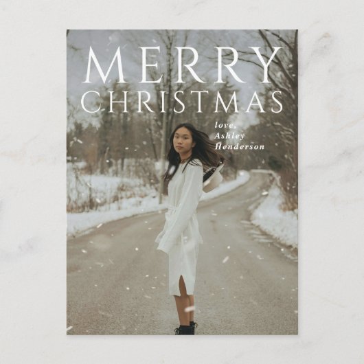 Vetgedrukte typografie Foto Moderne Kerstmis Feestdagenkaart (Voorkant)