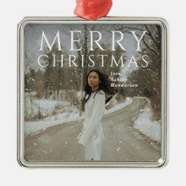 Vetgedrukte typografie Foto Moderne Kerstmis Metalen Ornament