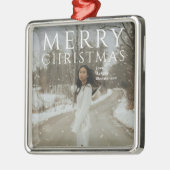 Vetgedrukte typografie Foto Moderne Kerstmis Metalen Ornament (Links)