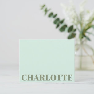 Vetgedrukte typografie Gepersonaliseerde naam Mint Notitiekaartje