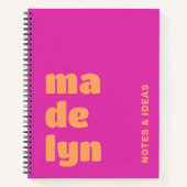 Vetgedrukte typografie grote letters naam magenta  notitieboek (Voorkant)