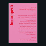 Vetgedrukte typografie Levendig Roze Rood Modern W Menu<br><div class="desc">Custom Bold Typography Levendig Roze en Rood Modern Wedding Menu</div>