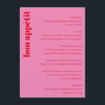 Vetgedrukte typografie Levendig Roze Rood Modern W Menu<br><div class="desc">Custom Bold Typography Levendig Roze en Rood Modern Wedding Menu</div>
