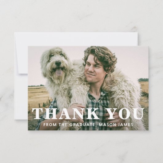 Vetgedrukte typografie Modern Afstuderen Bedankkaart (Voorkant)