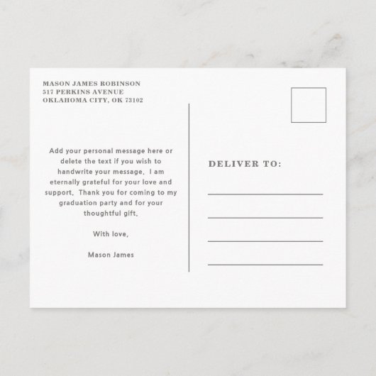 Vetgedrukte typografie Modern Afstuderen Briefkaart (Achterkant)