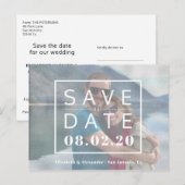 Vetgedrukte typografie moderne foto bruiloft opsla aankondigingskaart (Voorkant / Achterkant)