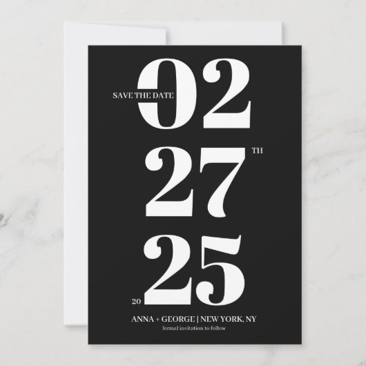 Vetgedrukte typografie Moderne zwart-wit foto Brui Save The Date (Voorkant)