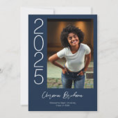 Vetgedrukte typografie Navy Blue Photo Afstuderen Kaart (Voorkant)