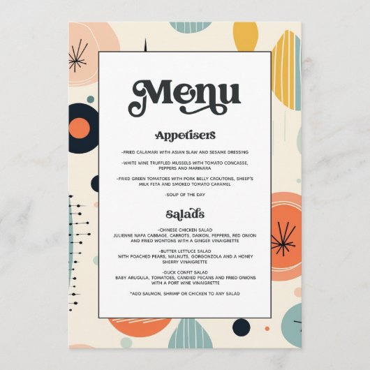 Vetgedrukte typografie  retro patroonbruiloft menu (Voorkant)