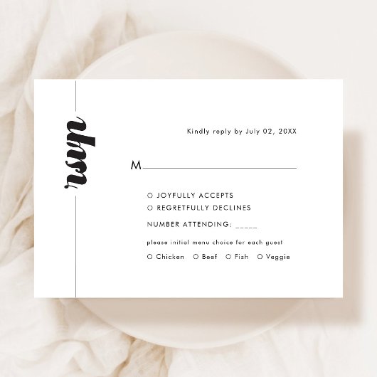 Vetgedrukte typografie RSVP Response Kaart