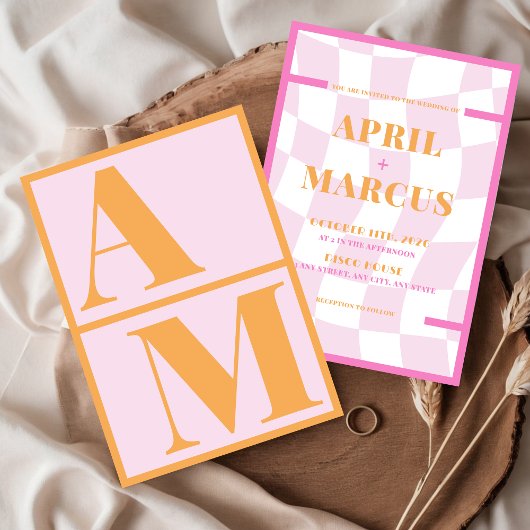 Vetgedrukte typografie Vibrant Roze Sinaasappel Mo Kaart