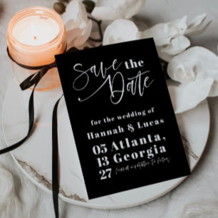 Vetgedrukte typografie Zwart-wit Save the Date Kaart