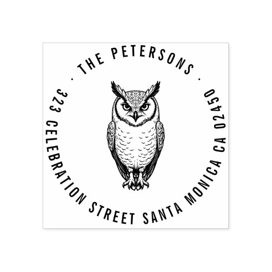 Vetgedrukte uil retour adresstempel rubberstempel (Afrduk)