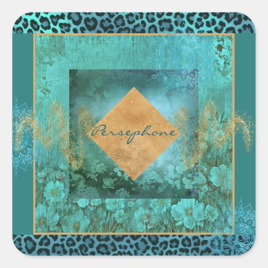 Vetgedrukte vertidiaanse groene aquakleur vierkante sticker (Voorkant)