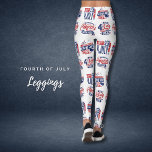 Vetgedrukte vierde juli typografie Leggings<br><div class="desc">Vier Independence Day in stijl met deze levendige witte leggings bedekt met patriottische typografie. Met iconische uitdrukkingen als "Happy 4th of July" en "Land of the Free" naast de bekende Americana-symbolen zoals het Vrijheidsbeeld en de sterrenbeelden, zijn deze leggings ideaal voor elke patriottische gebeurtenis. Of je nu geniet van vuurwerk,...</div>