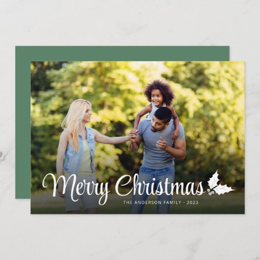 Vetgedrukte volledige foto met kerstcadeauscript feestdagenkaart (Voorkant / Achterkant)