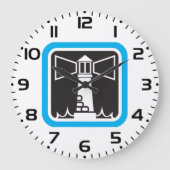 Vetgedrukte vuurtoren Beacon met Ocean Waves Icon Grote Klok (Voorkant)