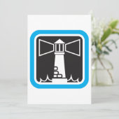 Vetgedrukte vuurtoren Beacon met Ocean Waves Icon Kaart (Staand voorkant)