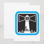 Vetgedrukte vuurtoren Beacon met Ocean Waves Icon Kaart (Voorkant / Achterkant)