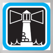 Vetgedrukte vuurtoren Beacon met Ocean Waves Icon Poster (Voorkant)