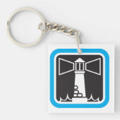 Vetgedrukte vuurtoren Beacon met Ocean Waves Icon Sleutelhanger (Voorkant)