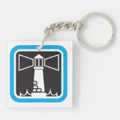 Vetgedrukte vuurtoren Beacon met Ocean Waves Icon Sleutelhanger (Achterkant)