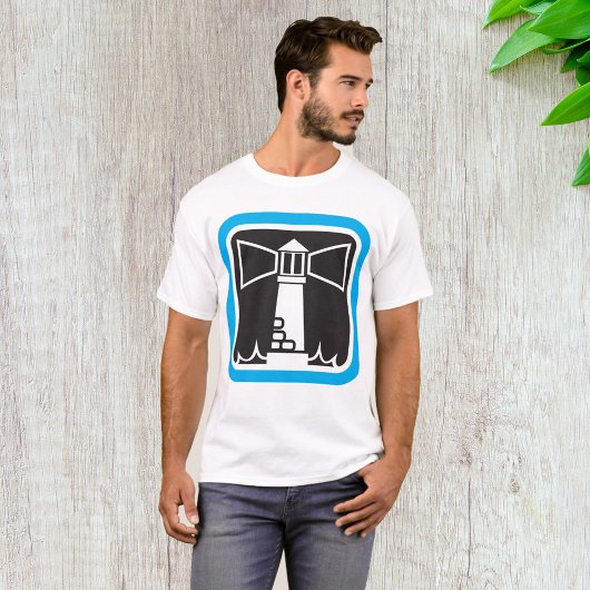Vetgedrukte vuurtoren Beacon met Ocean Waves Icon T-shirt