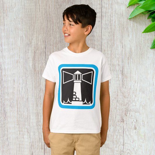 Vetgedrukte vuurtoren Beacon met Ocean Waves Icon T-shirt