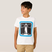 Vetgedrukte vuurtoren Beacon met Ocean Waves Icon T-shirt (Voorkant volledig)