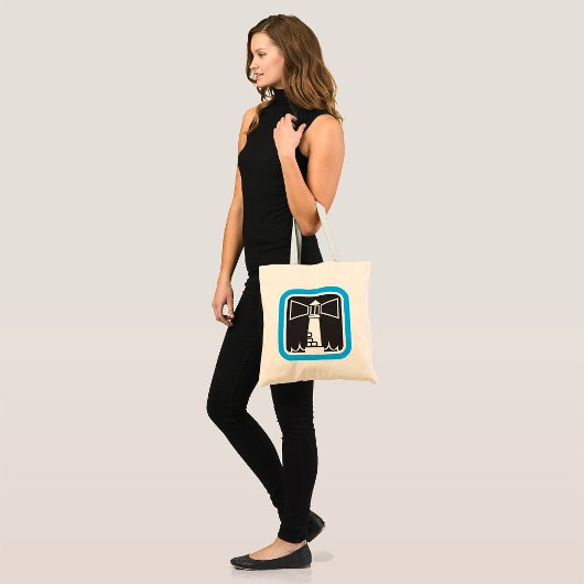 Vetgedrukte vuurtoren Beacon met Ocean Waves Icon Tote Bag
