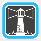 Vetgedrukte vuurtoren Beacon met Ocean Waves Icon Vierkante Sticker (Voorkant)