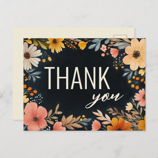 Vetgedrukte Waterverf Bloemen Custom BEDANKT Briefkaart (Voorkant / Achterkant)