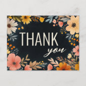 Vetgedrukte Waterverf Bloemen Custom BEDANKT Briefkaart (Voorkant)