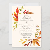 Vetgedrukte Waterverf herfstbladeren crème bruilof Magnetische Uitnodiging (Voorkant)