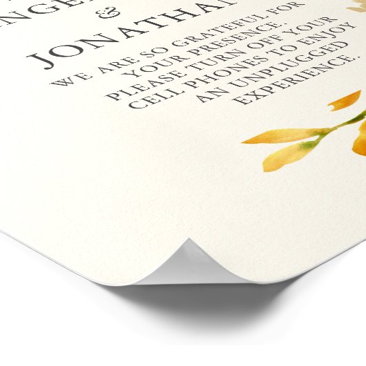 Vetgedrukte Waterverf herfstbladeren crème bruilof Poster (Hoek)