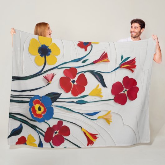 Vetgedrukte Waterverf in levendige kleuren Fleece Deken (In situ)