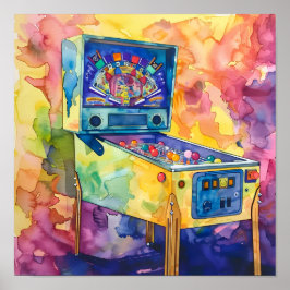 Vetgedrukte Waterverf Pop Art Pinball Poster #12