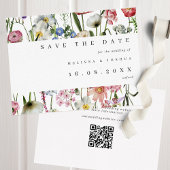 Vetgedrukte Waterverf Wilde bloemen QR-code Wedden Save The Date