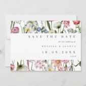 Vetgedrukte Waterverf Wilde bloemen QR-code Wedden Save The Date (Voorkant)
