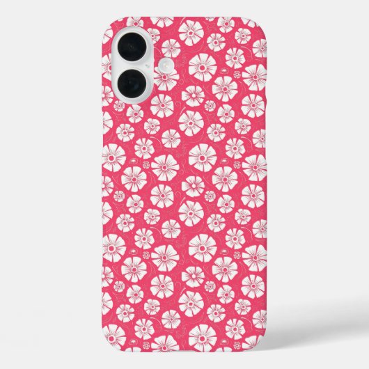 Vetgedrukte witte bloem op roze Case-Mate iPhone case (Achterkant)