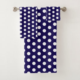 Vetgedrukte witte Polka Dots op Navy Blue Bad Handdoek