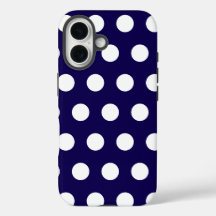 Vetgedrukte witte Polka Dots op Navy Blue