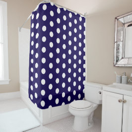 Vetgedrukte witte Polka Dots op Navy Blue Douchegordijn