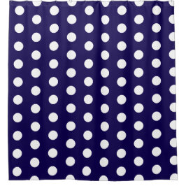 Vetgedrukte witte Polka Dots op Navy Blue Douchegordijn