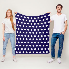 Vetgedrukte witte Polka Dots op Navy Blue Fleece Deken